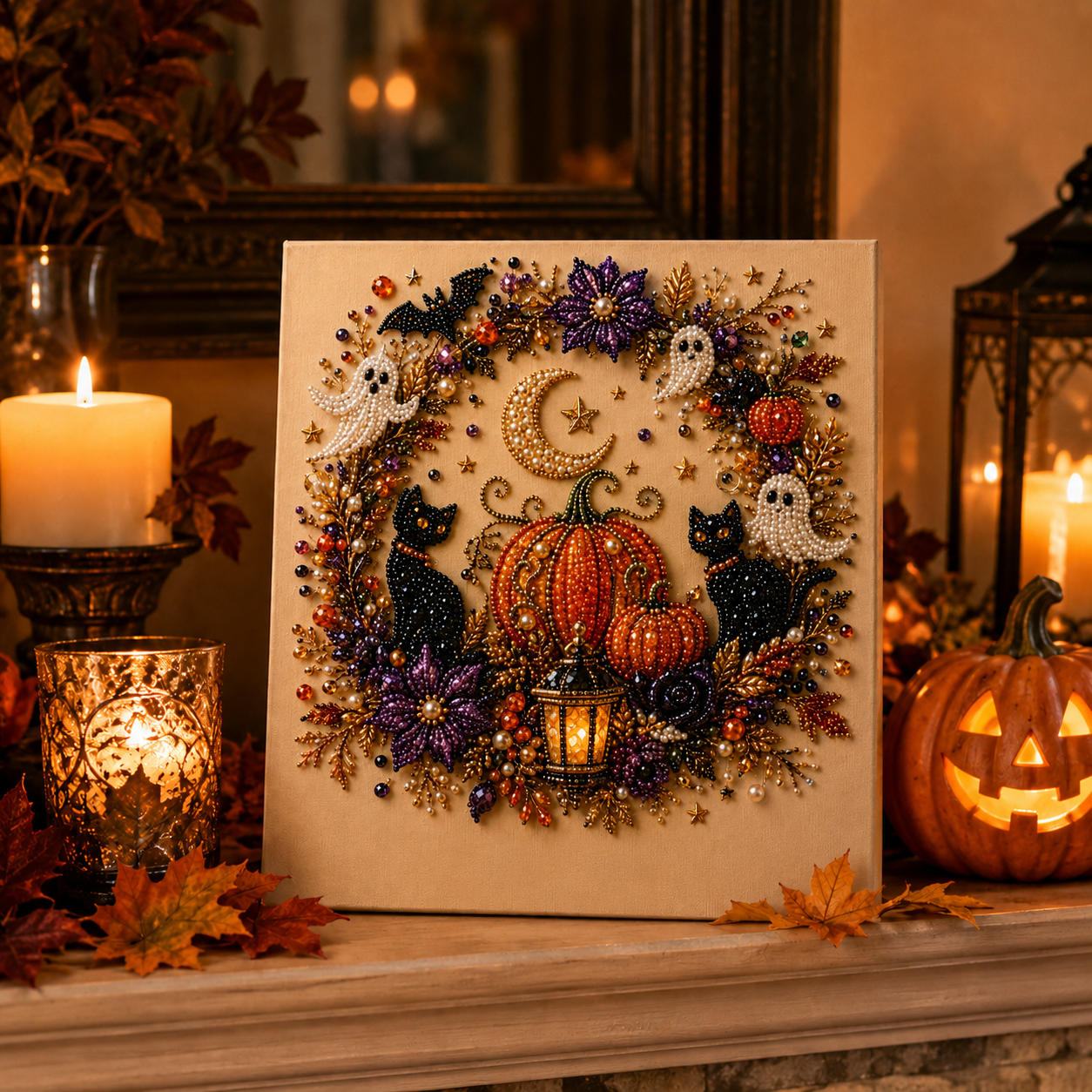 Halloween DIY Beaded Canvas Art Kit