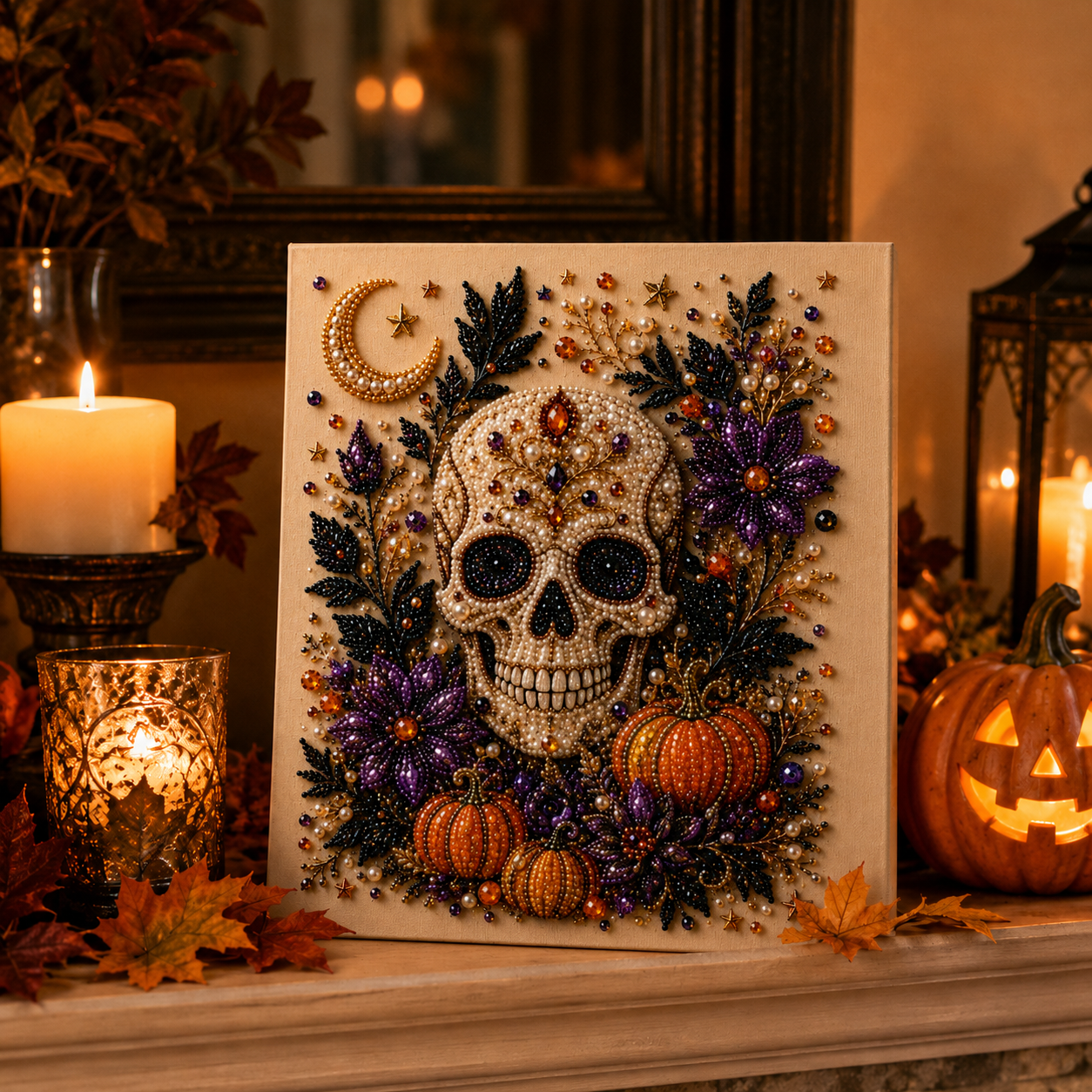 Halloween DIY Beaded Canvas Art Kit