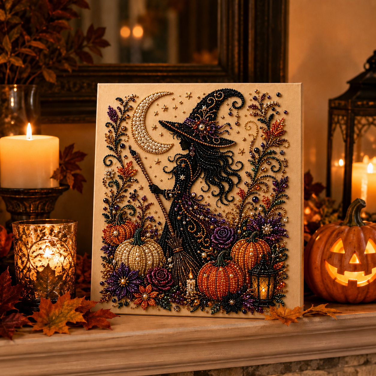Halloween DIY Beaded Canvas Art Kit
