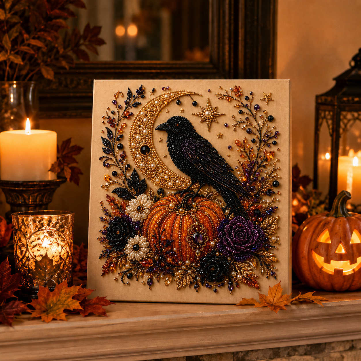Halloween DIY Beaded Canvas Art Kit