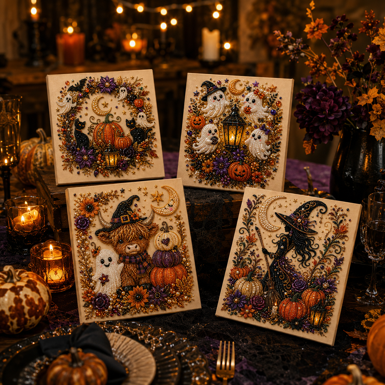 Halloween DIY Beaded Canvas Art Kit