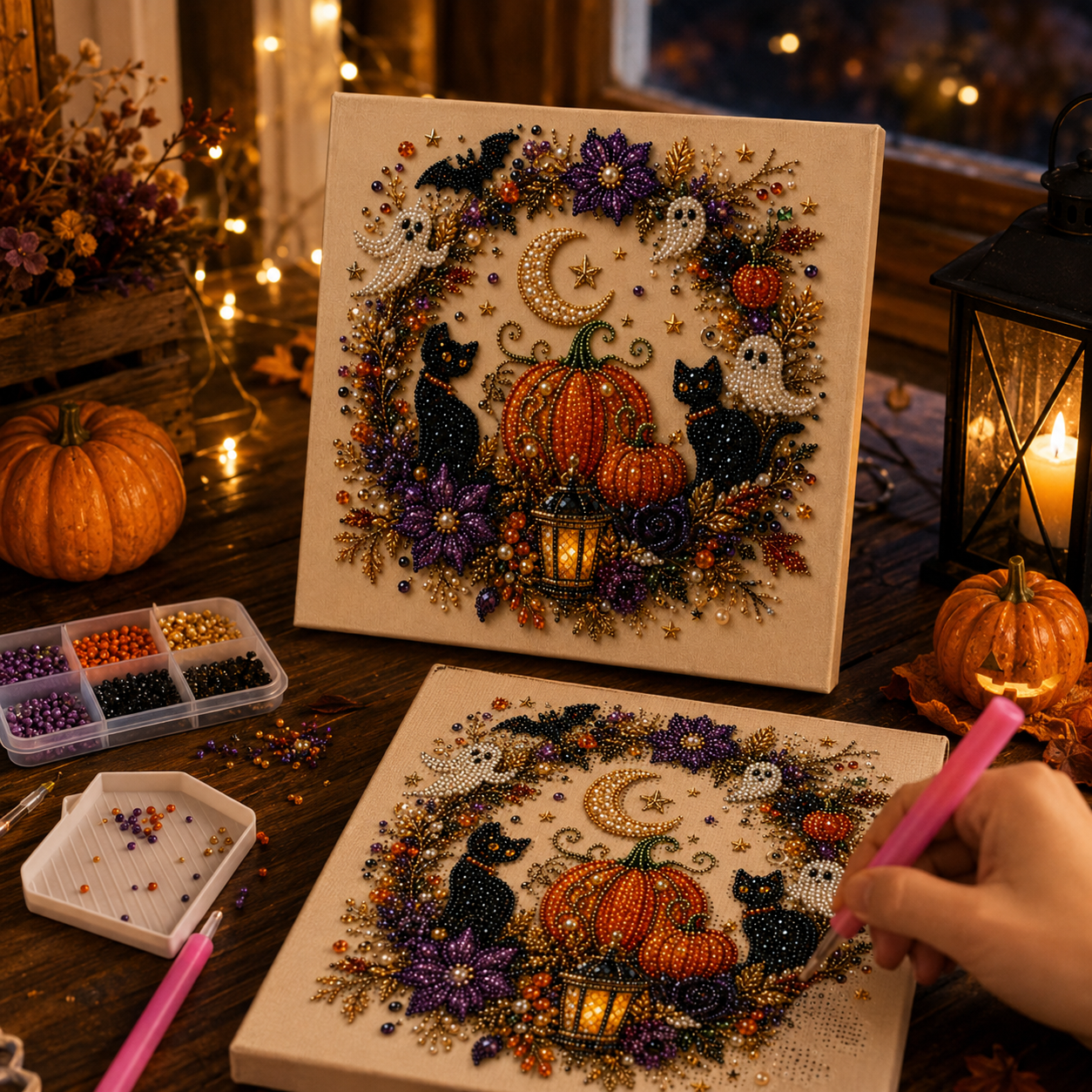 Halloween DIY Beaded Canvas Art Kit
