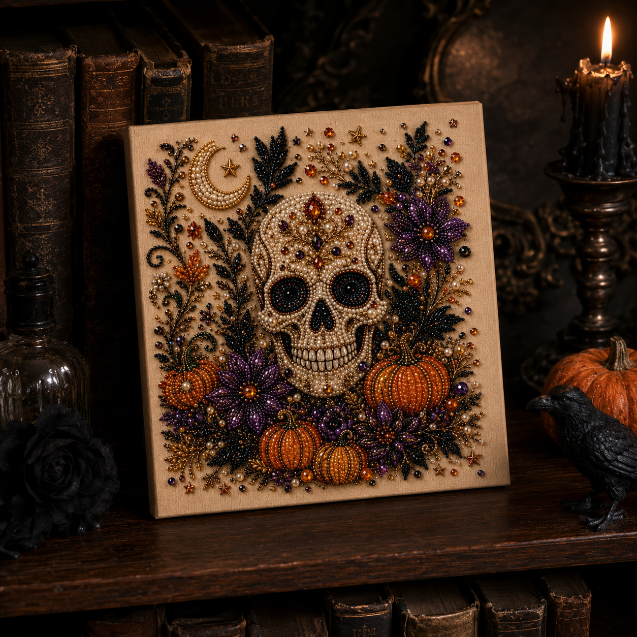 Halloween DIY Beaded Canvas Art Kit
