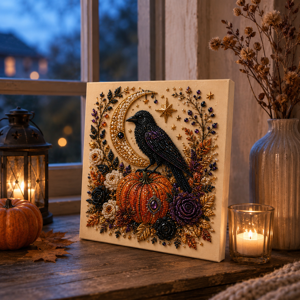 Halloween DIY Beaded Canvas Art Kit