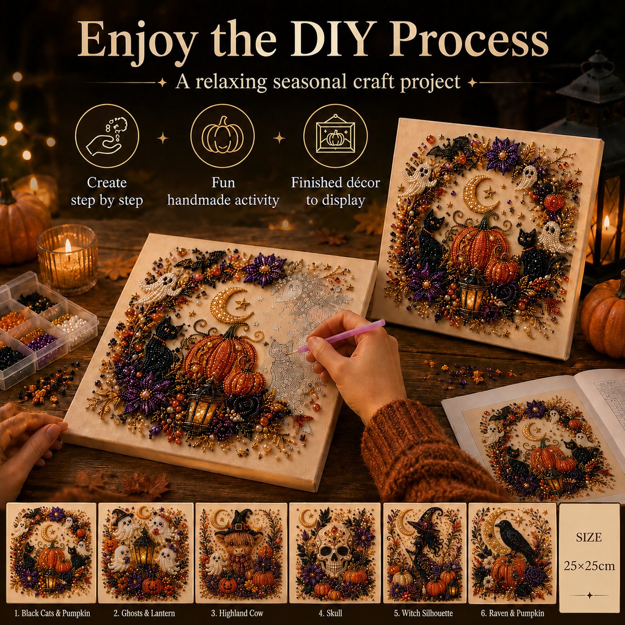 Halloween DIY Beaded Canvas Art Kit