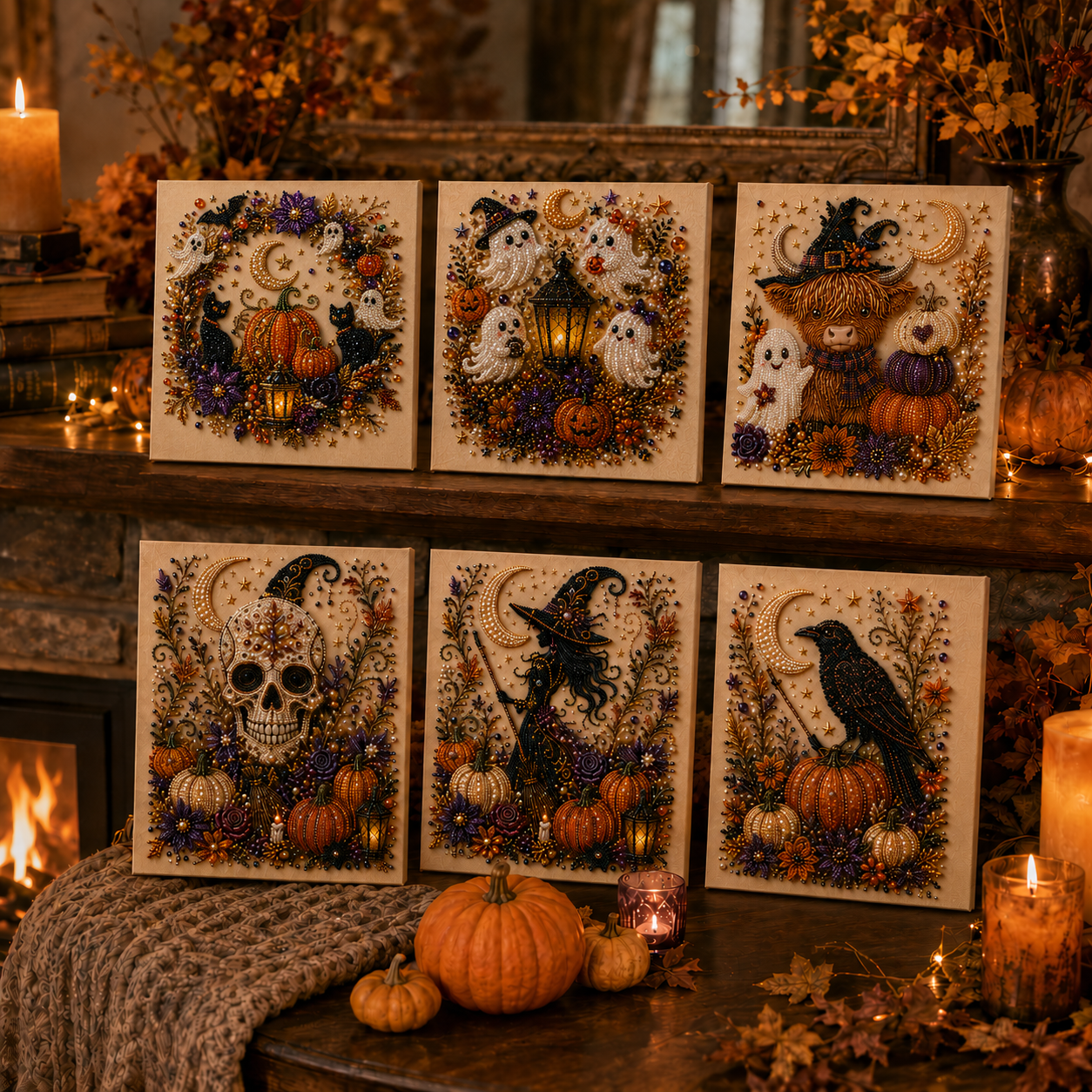 Halloween DIY Beaded Canvas Art Kit