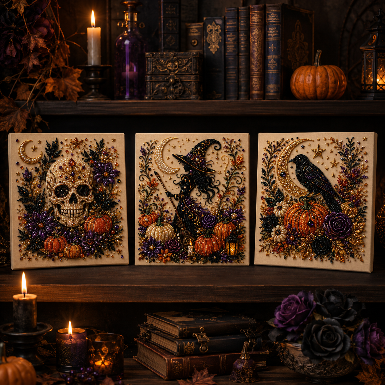 Halloween DIY Beaded Canvas Art Kit