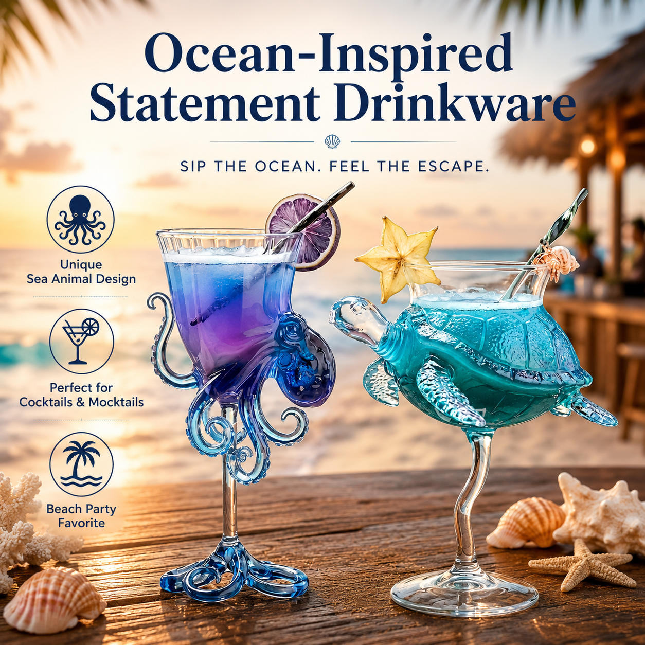 Sea Animal Cocktail Glass