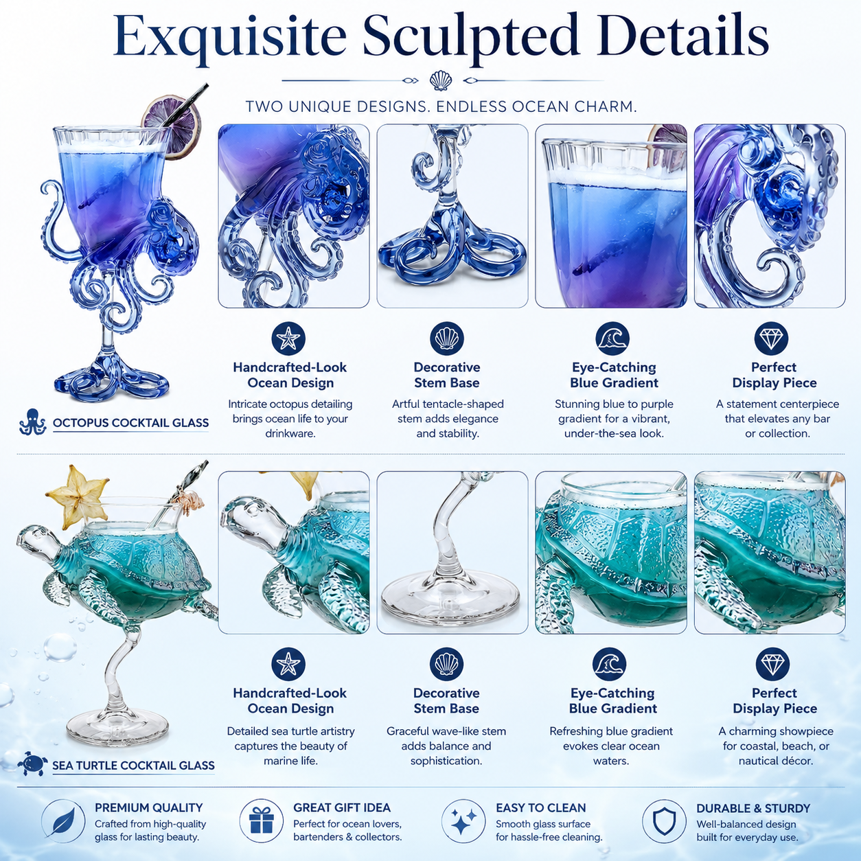 Sea Animal Cocktail Glass