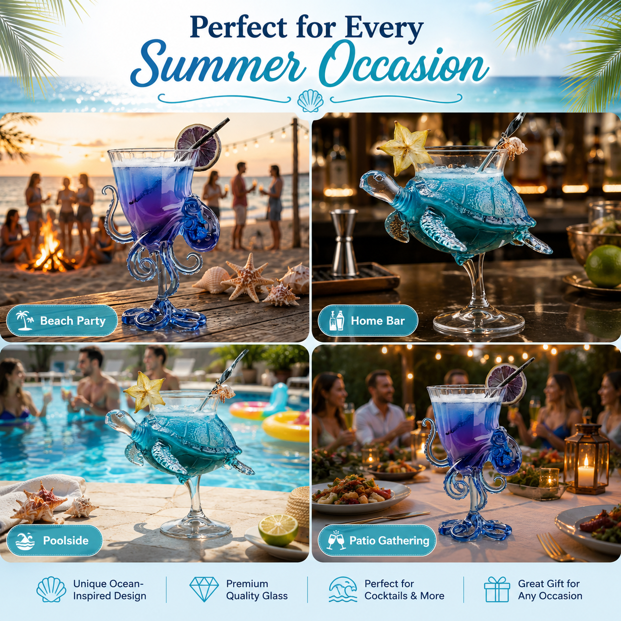 Sea Animal Cocktail Glass