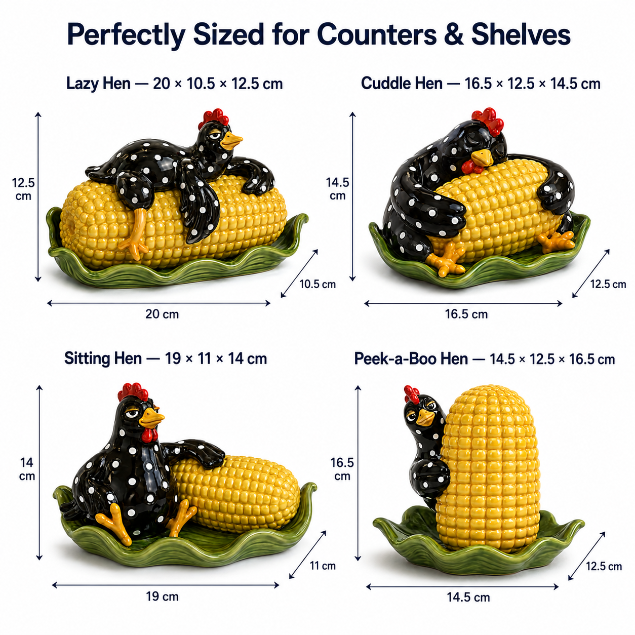 Whimsical Hen & Corn Figurine