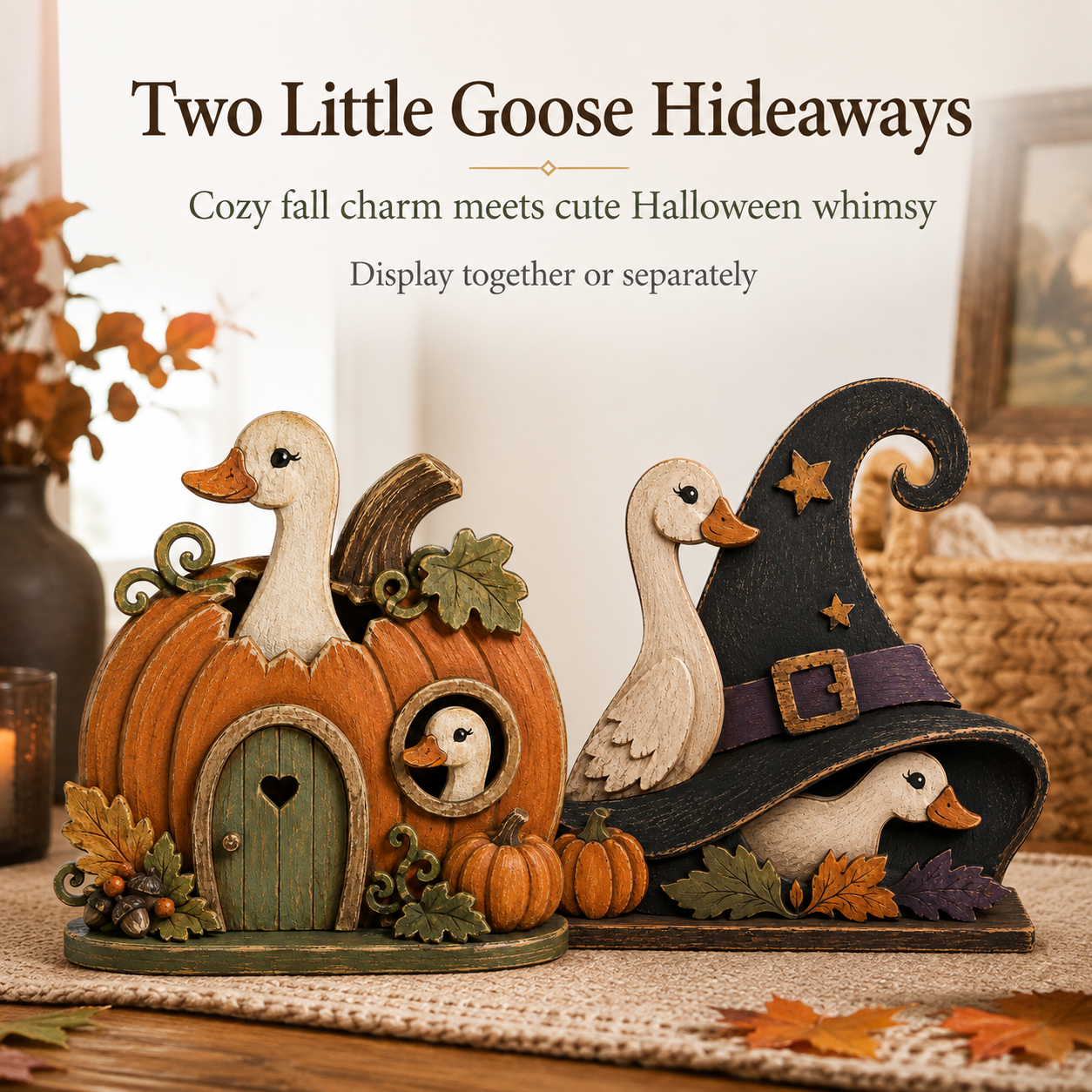 Whimsical Goose Fall & Halloween Tabletop Decor