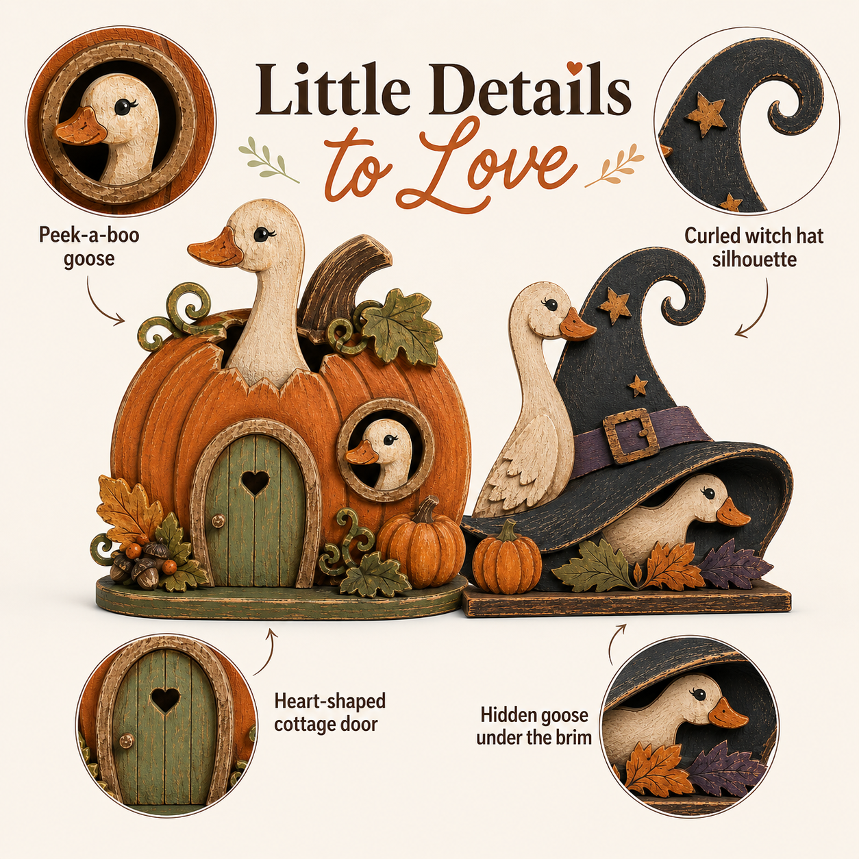 Whimsical Goose Fall & Halloween Tabletop Decor