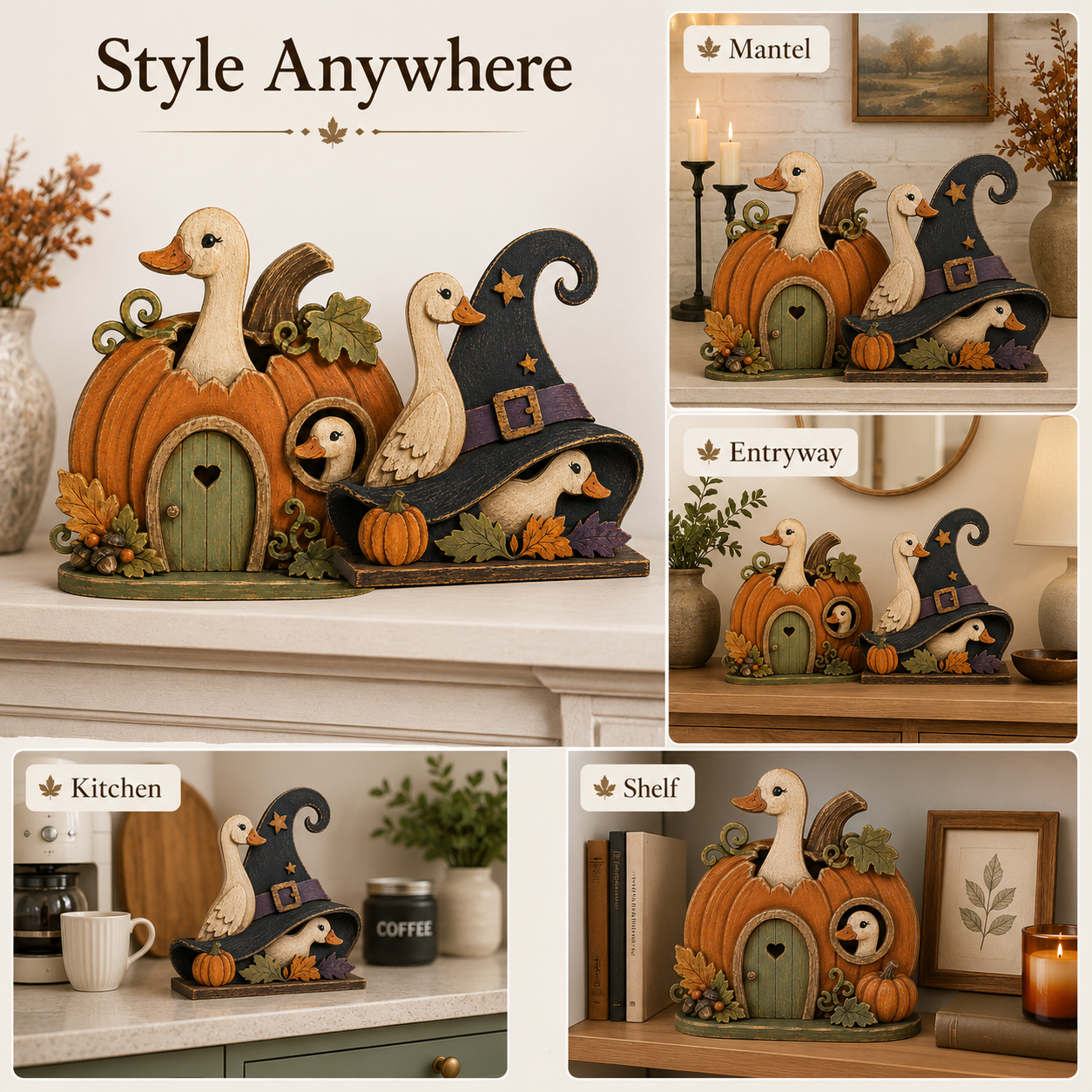 Whimsical Goose Fall & Halloween Tabletop Decor