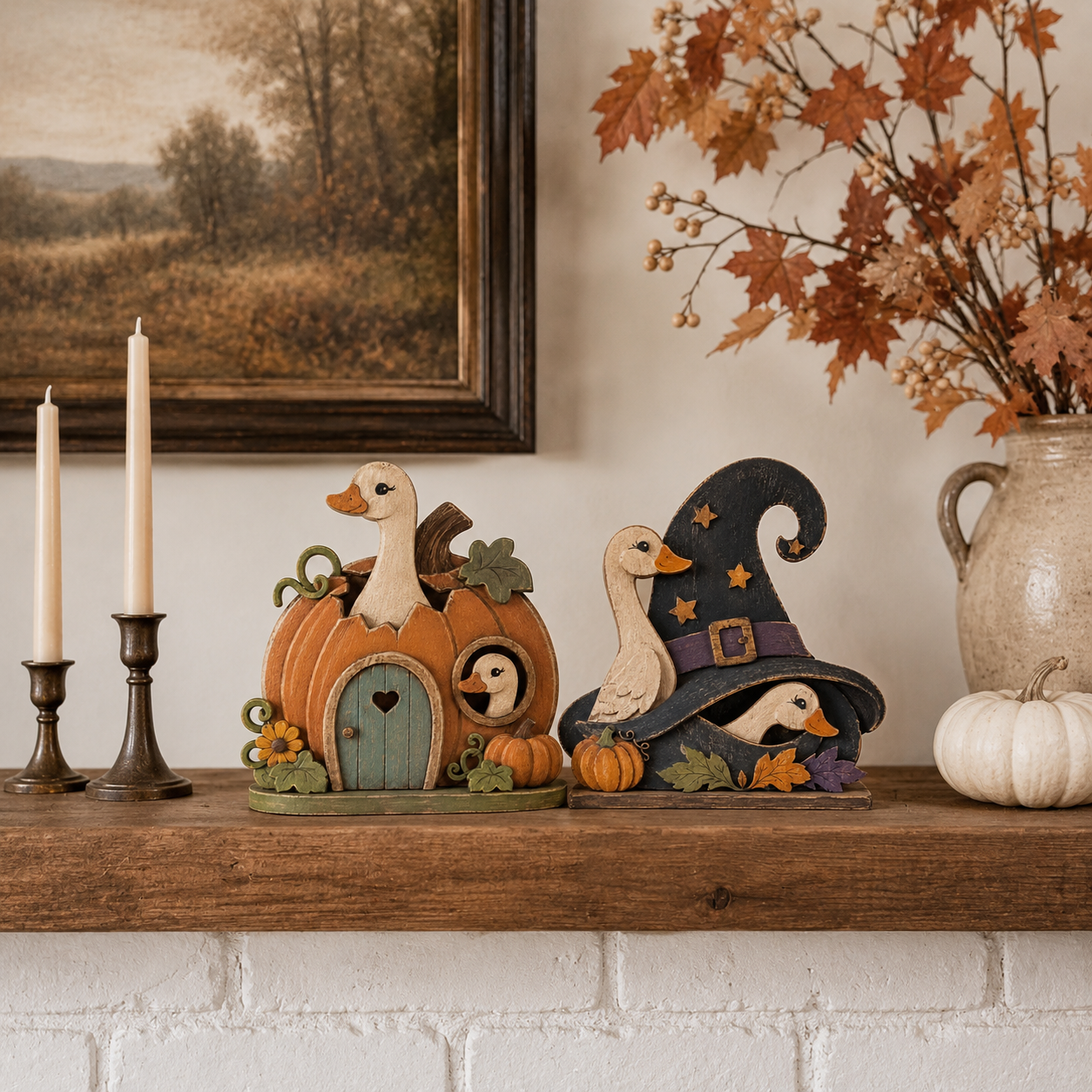 Whimsical Goose Fall & Halloween Tabletop Decor