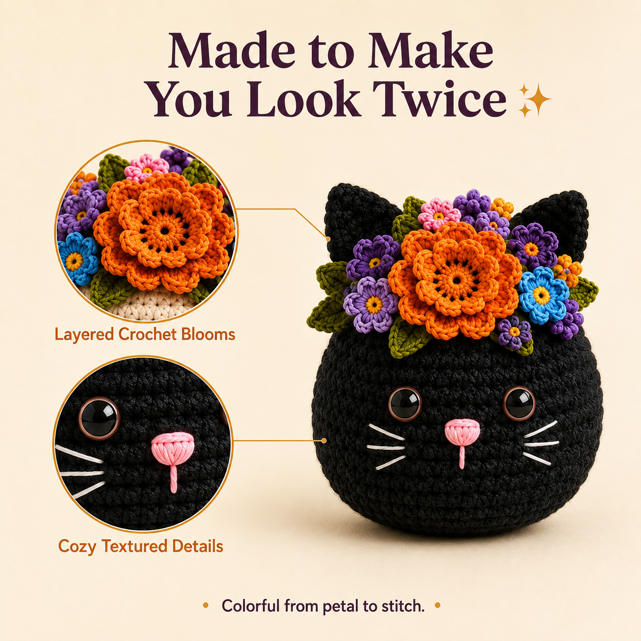 Boo-Tanical Crochet Halloween Flower Basket Decor