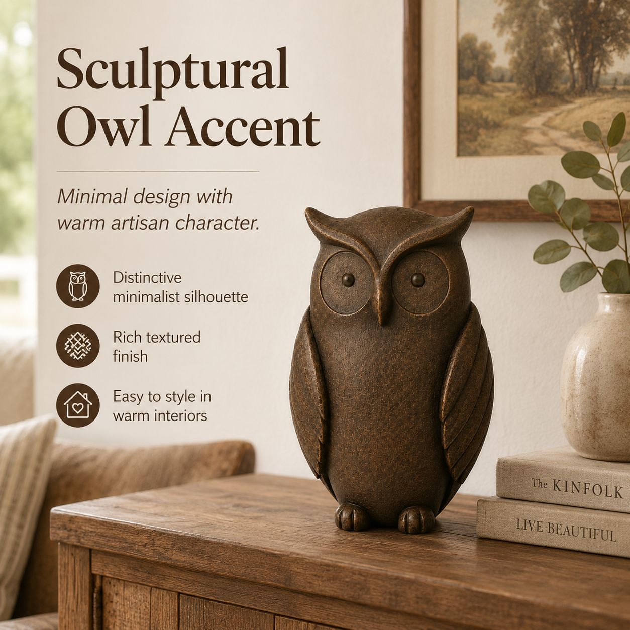 Vintage-Inspired Owl Sculpture