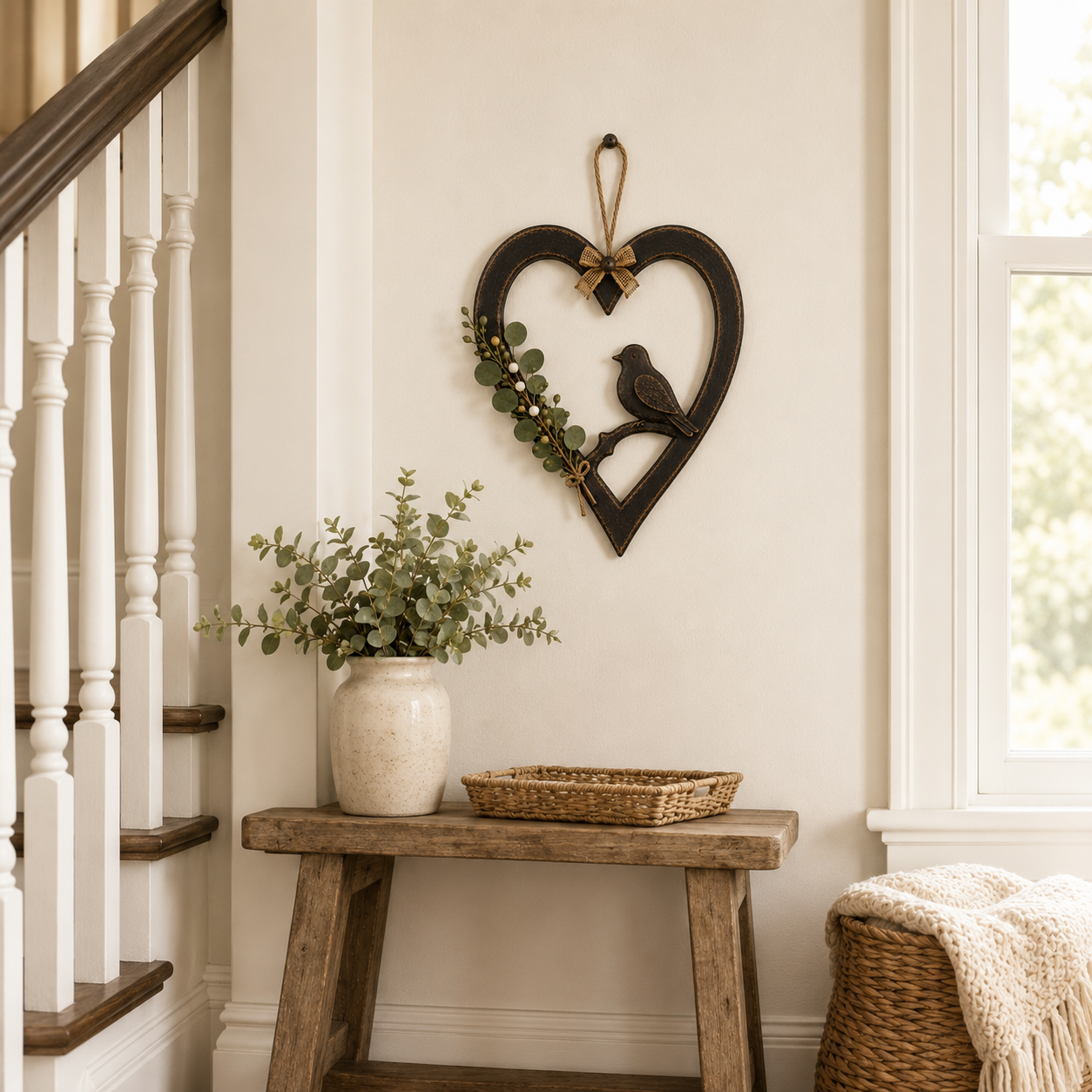 Vintage Dove Heart Wall Hanging
