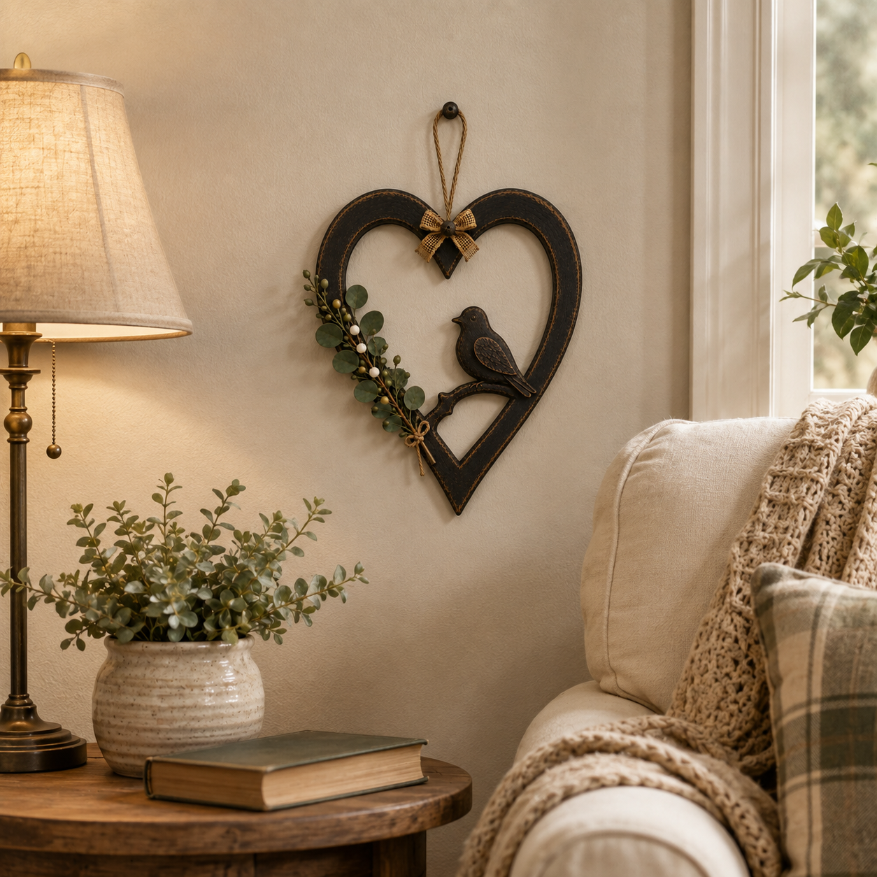 Vintage Dove Heart Wall Hanging