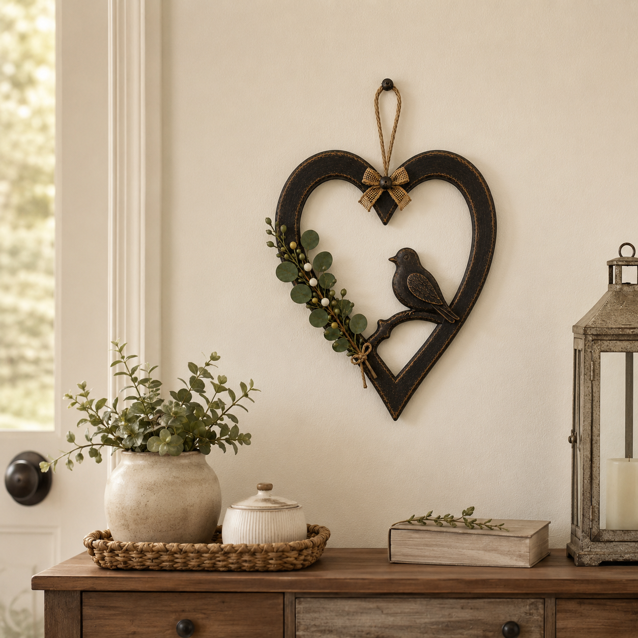 Vintage Dove Heart Wall Hanging