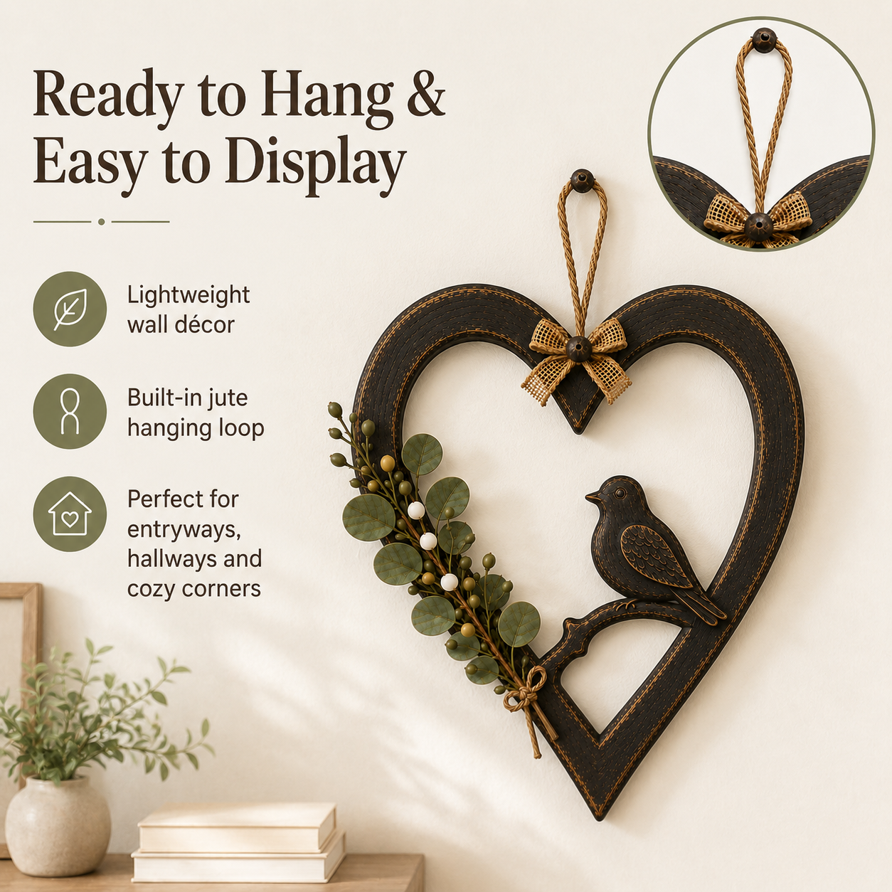 Vintage Dove Heart Wall Hanging