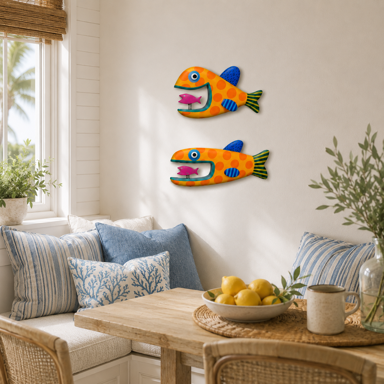 Whimsical Spring-Mouth Fish Wall Decor