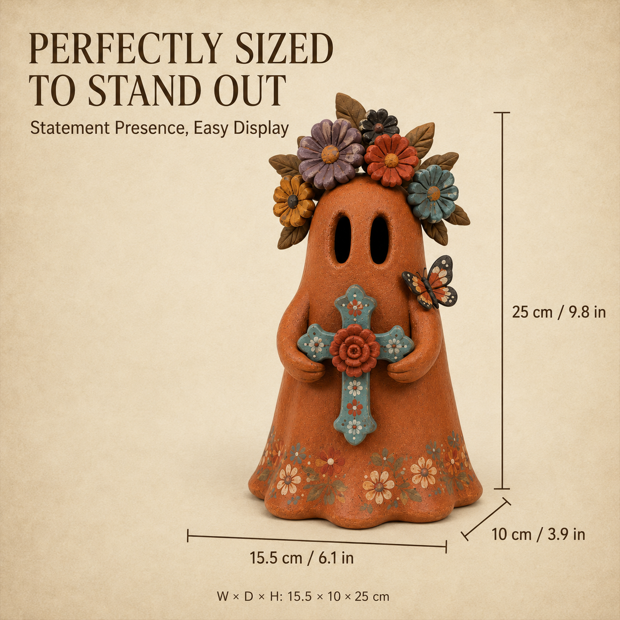 Vintage Floral Guardian Ghost Figurine