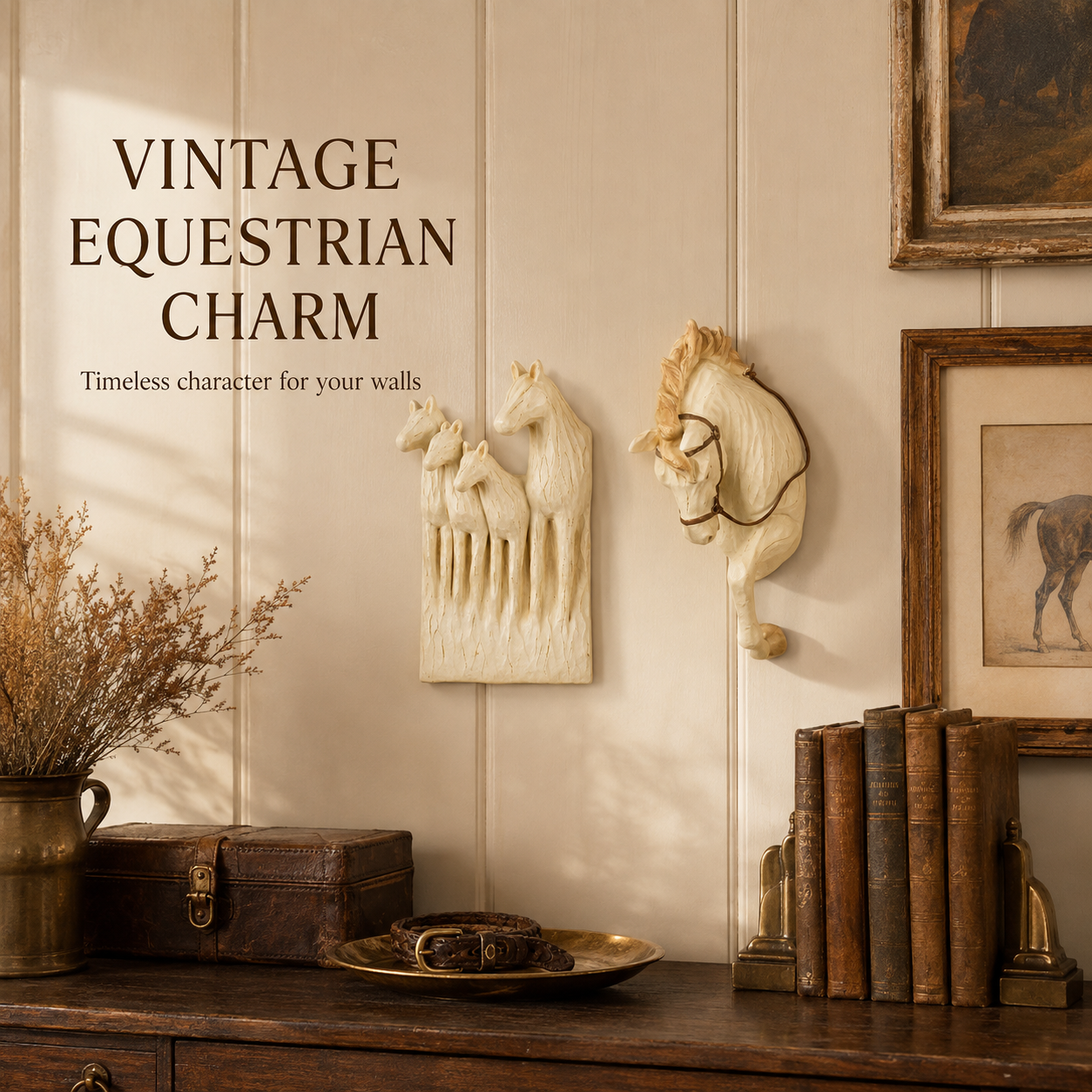 Vintage Equestrian Horse Wall Sculpture