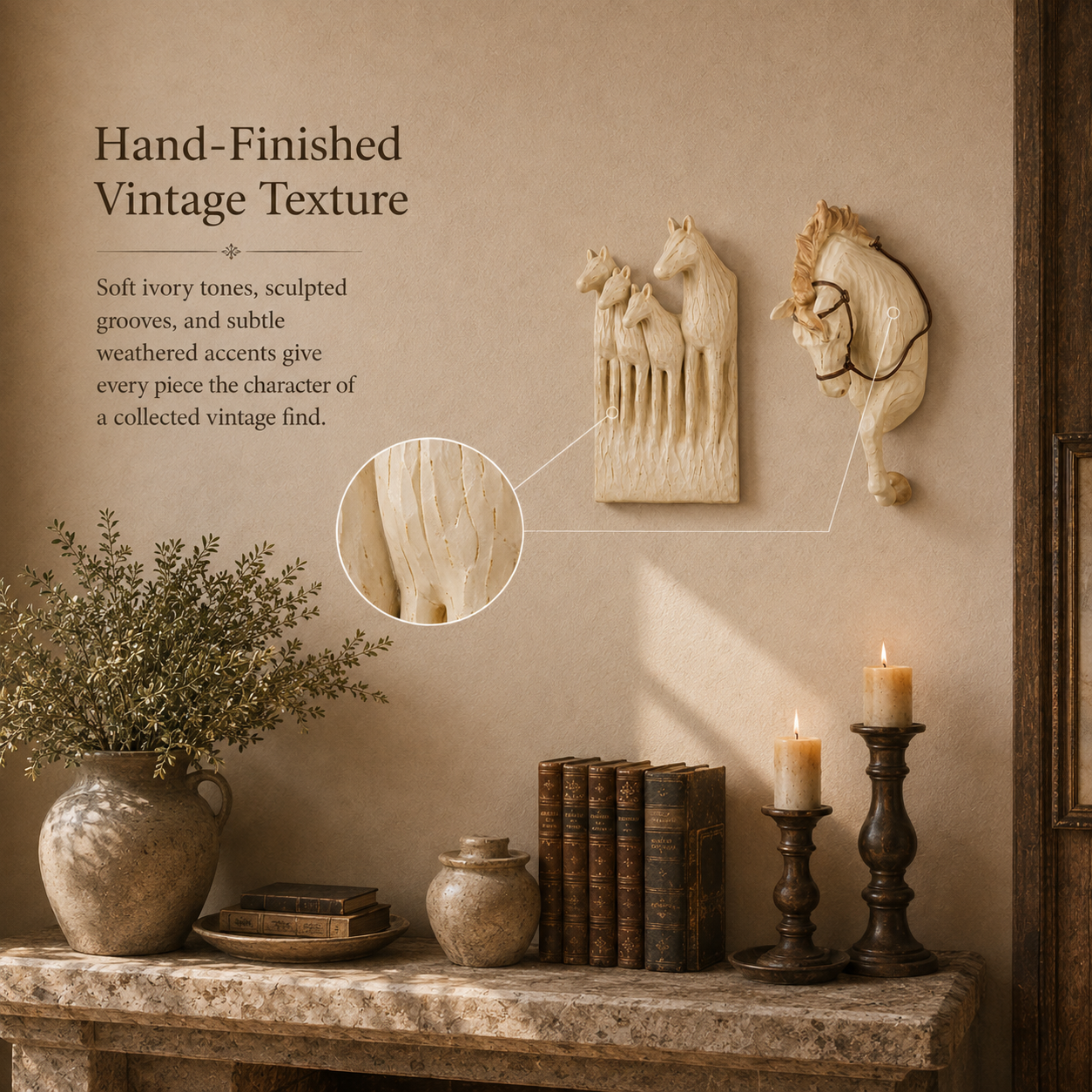 Vintage Equestrian Horse Wall Sculpture