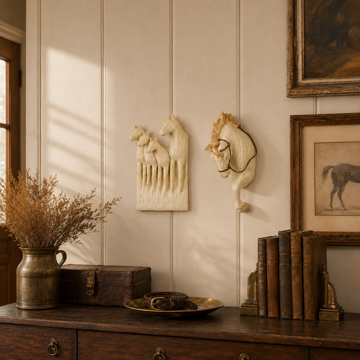 Vintage Equestrian Horse Wall Sculpture