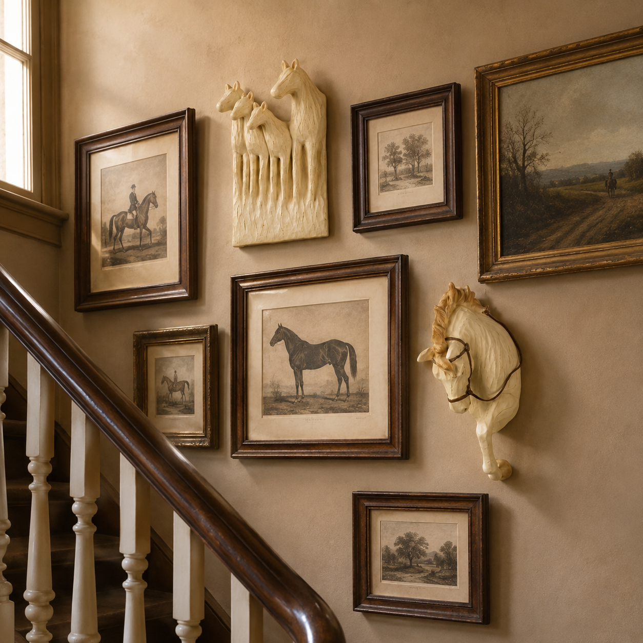 Vintage Equestrian Horse Wall Sculpture