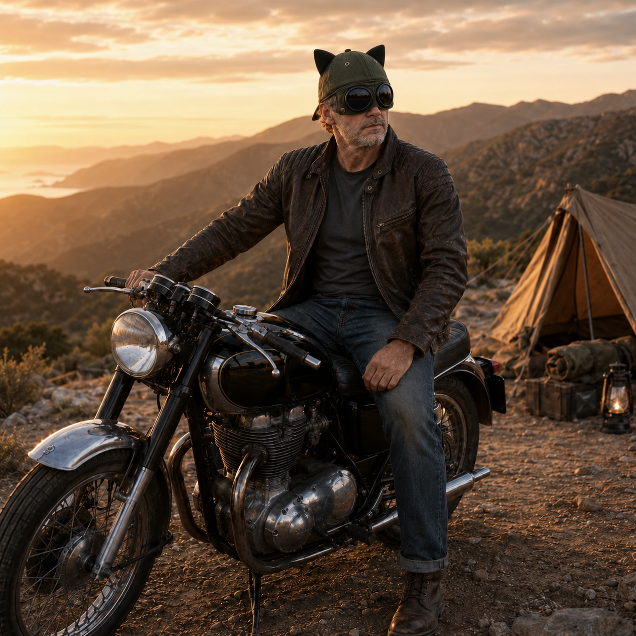 Convertible Cat Ear Baseball Cap with Built-In Goggles