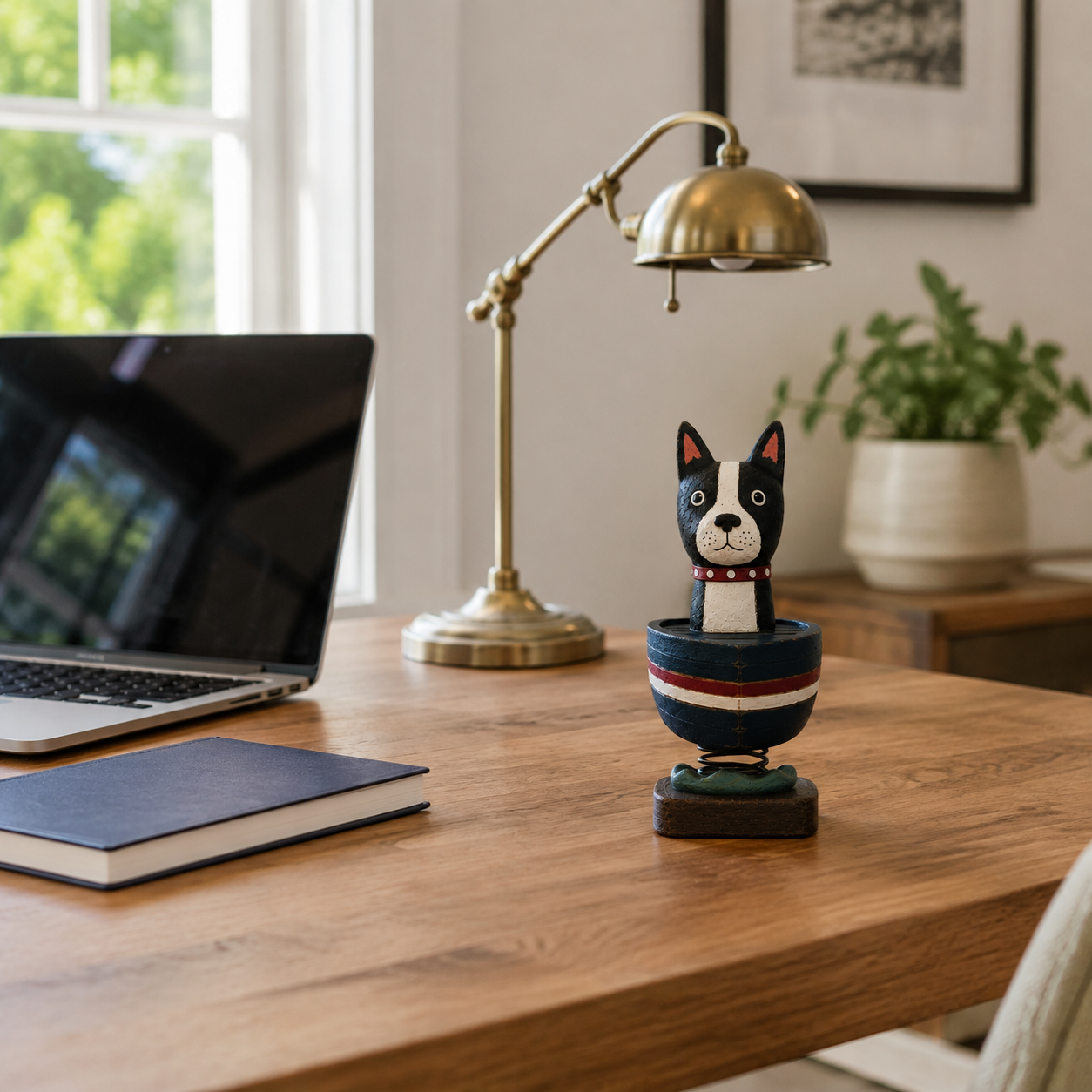 Whimsical Cat & Dog Boat Bobble Figurines