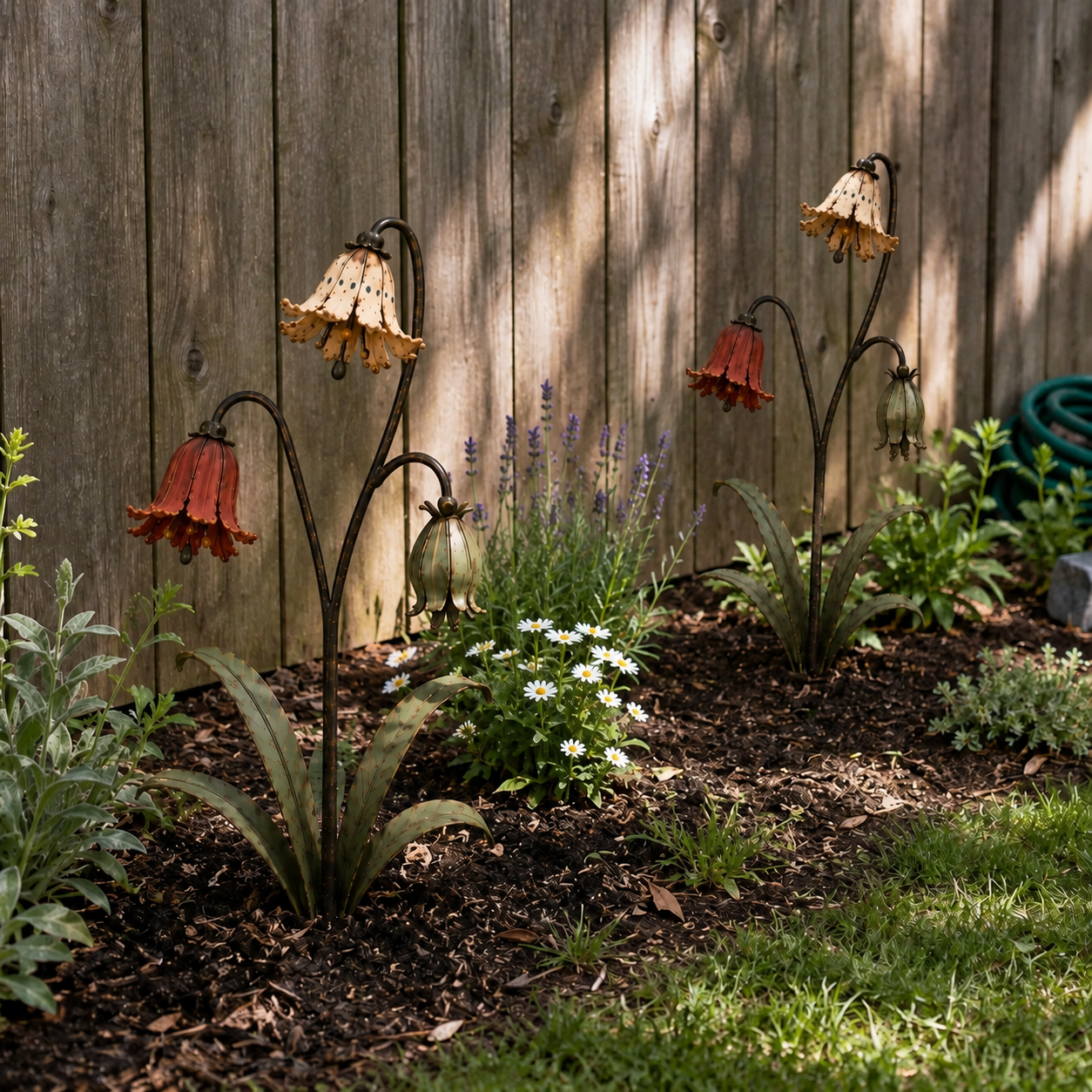 Vintage Sculptural Wildflower Metal Garden Stake