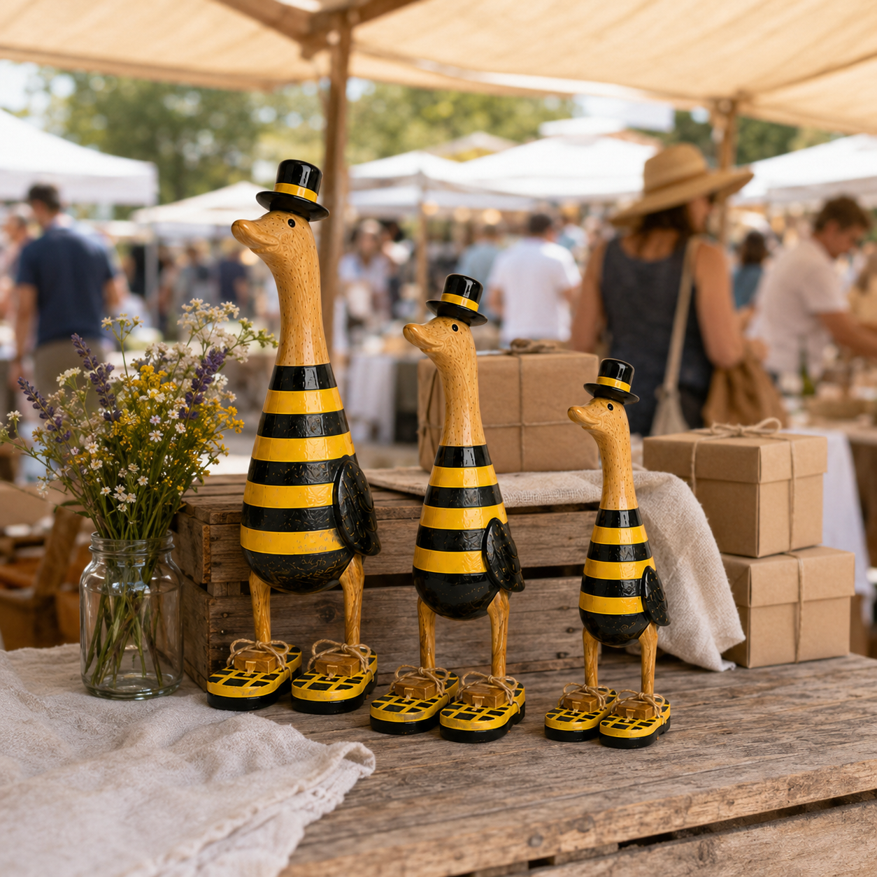 Vintage Bee Goose Family Figurines