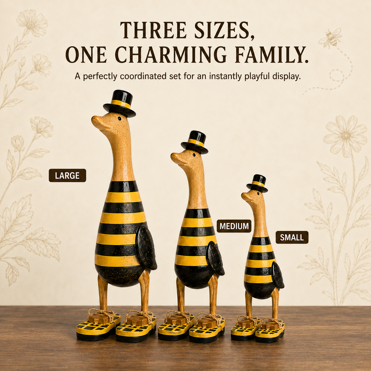 Vintage Bee Goose Family Figurines