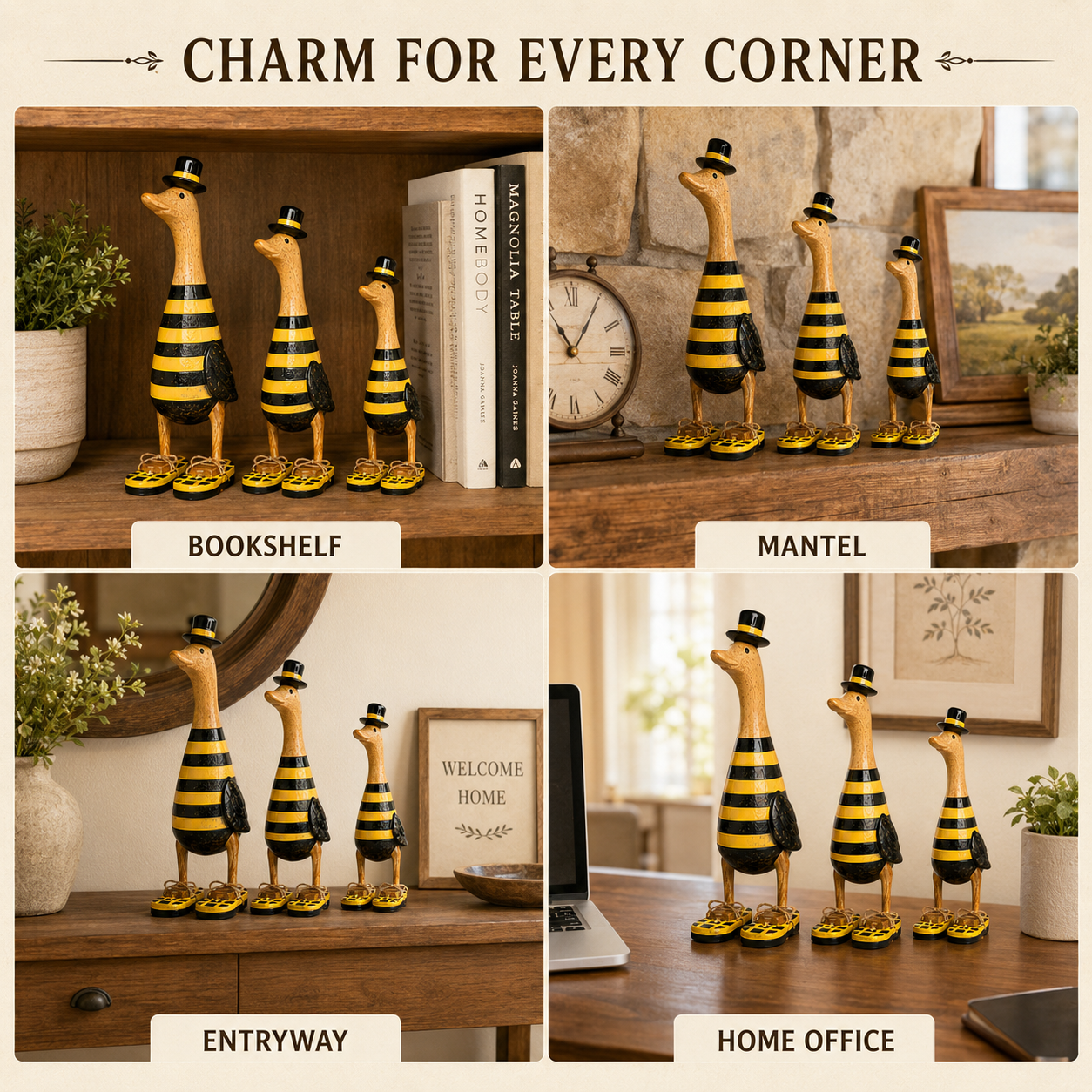 Vintage Bee Goose Family Figurines