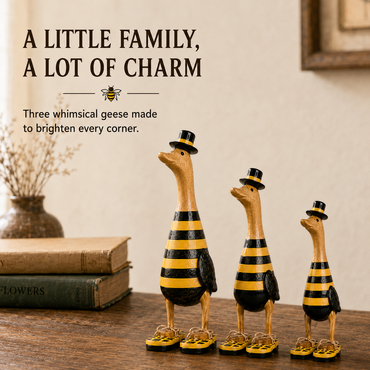 Vintage Bee Goose Family Figurines