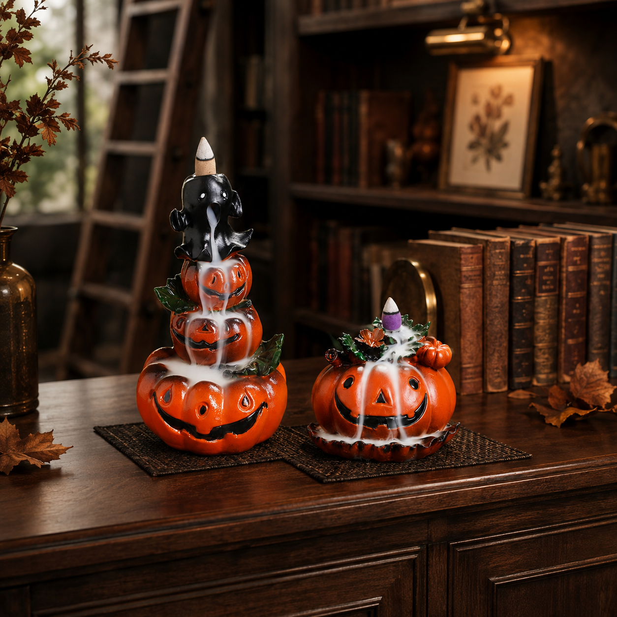 Halloween Pumpkin Ghost Backflow Incense Burner