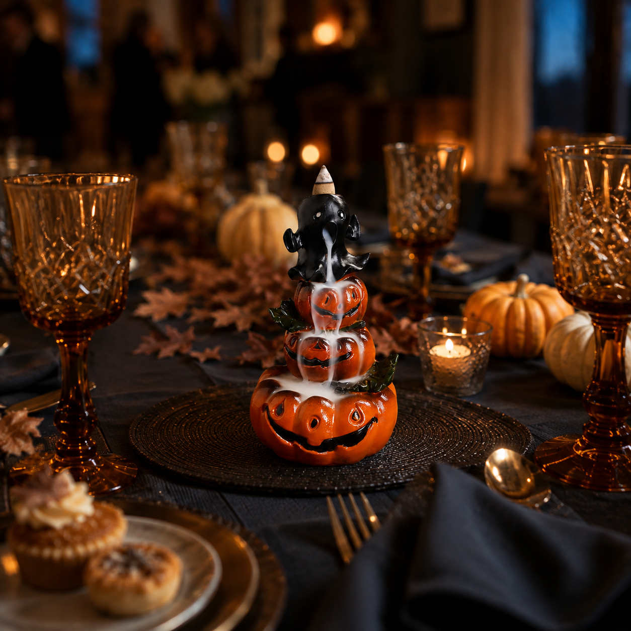 Halloween Pumpkin Ghost Backflow Incense Burner