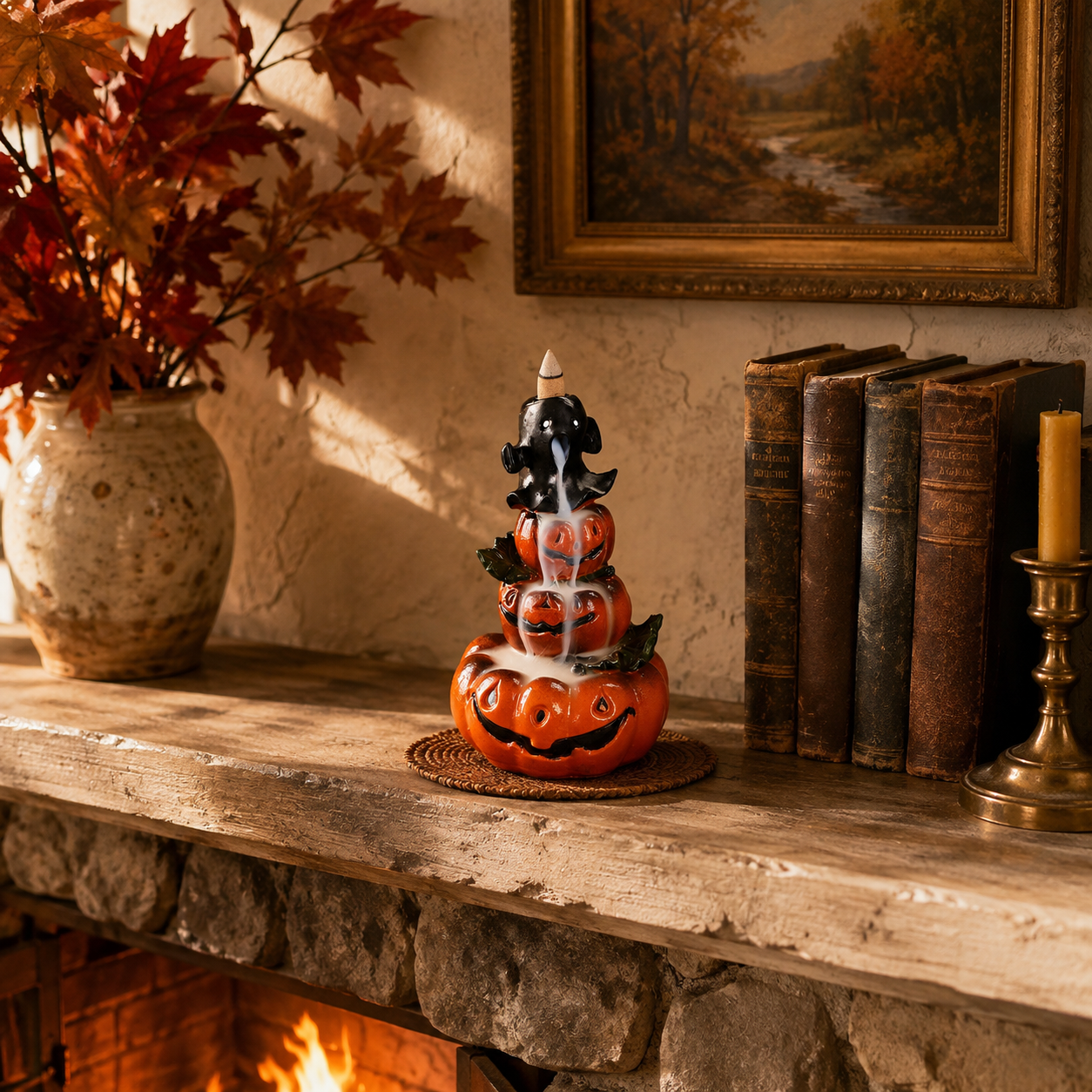 Halloween Pumpkin Ghost Backflow Incense Burner