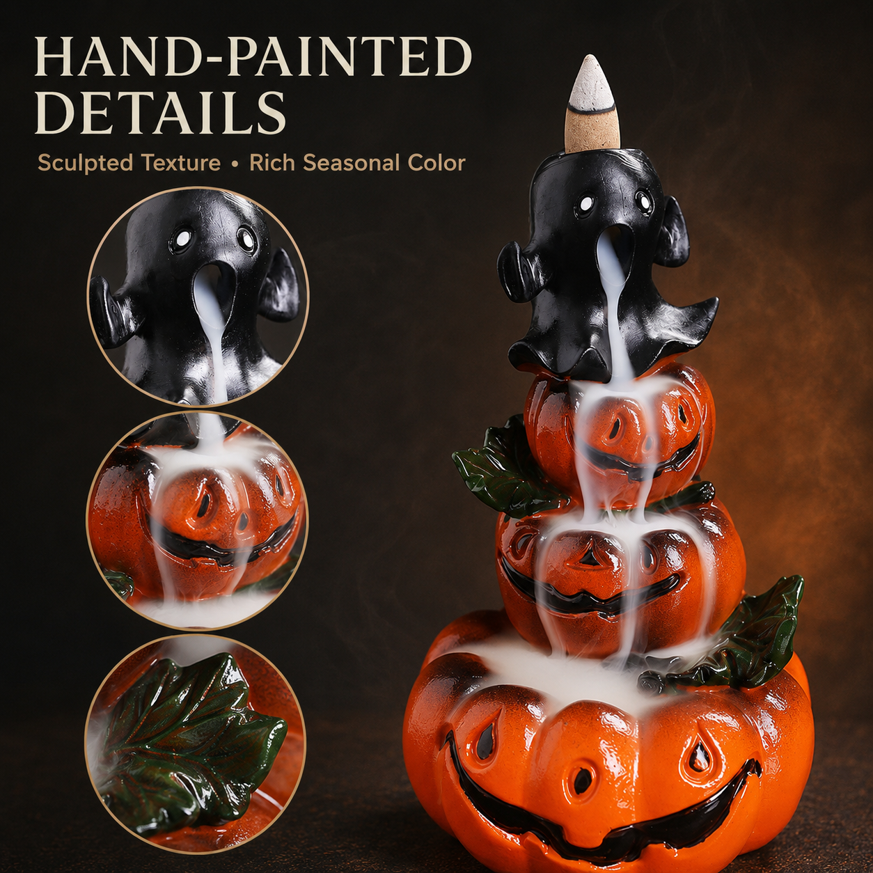 Halloween Pumpkin Ghost Backflow Incense Burner