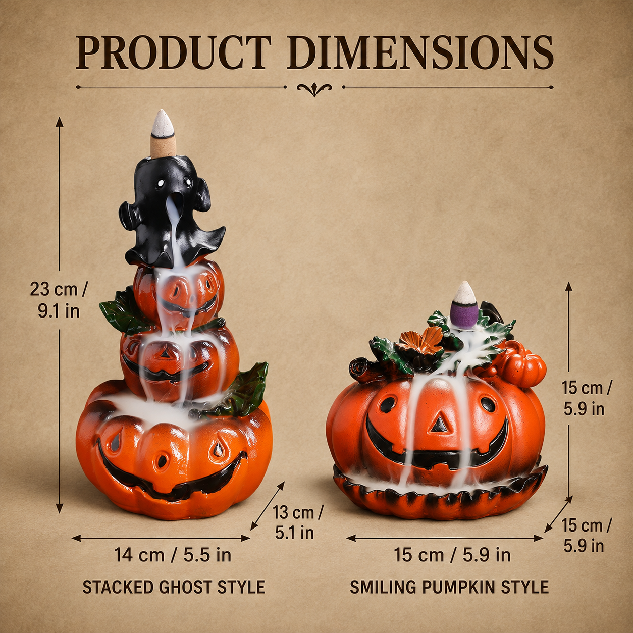 Halloween Pumpkin Ghost Backflow Incense Burner