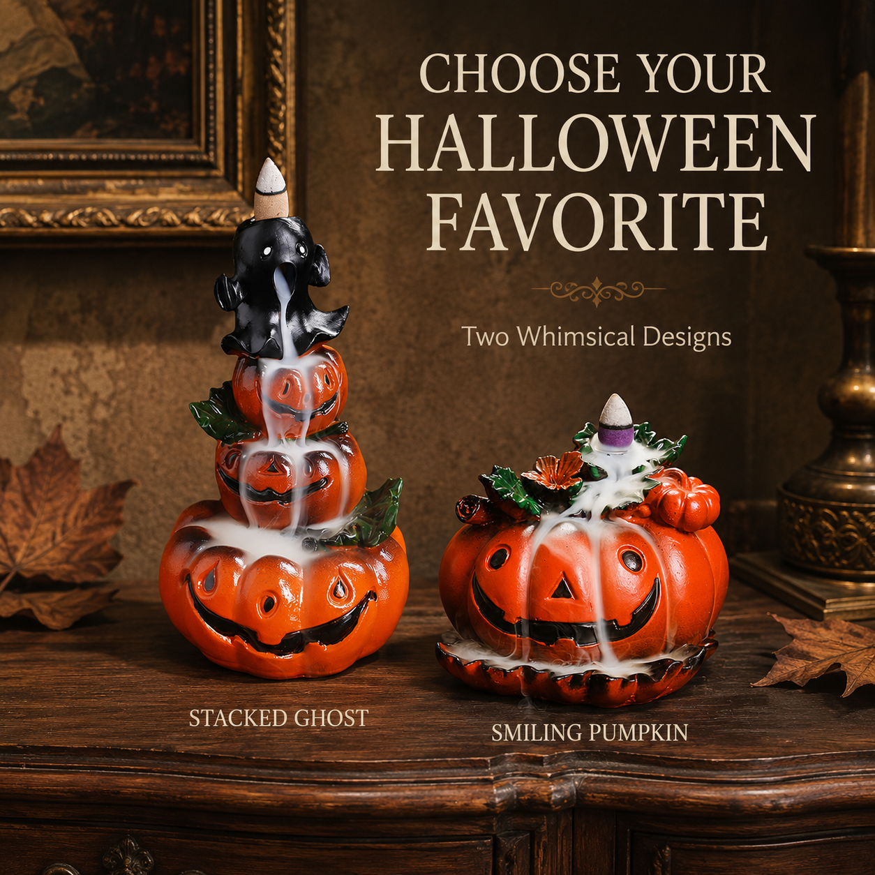 Halloween Pumpkin Ghost Backflow Incense Burner