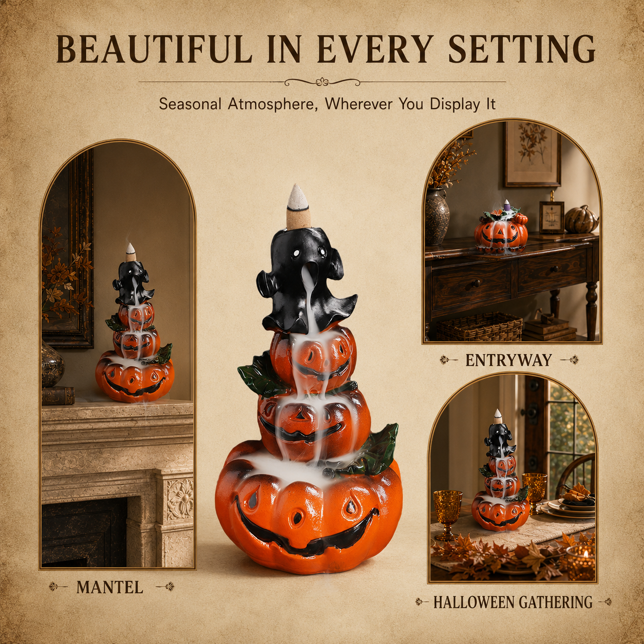 Halloween Pumpkin Ghost Backflow Incense Burner