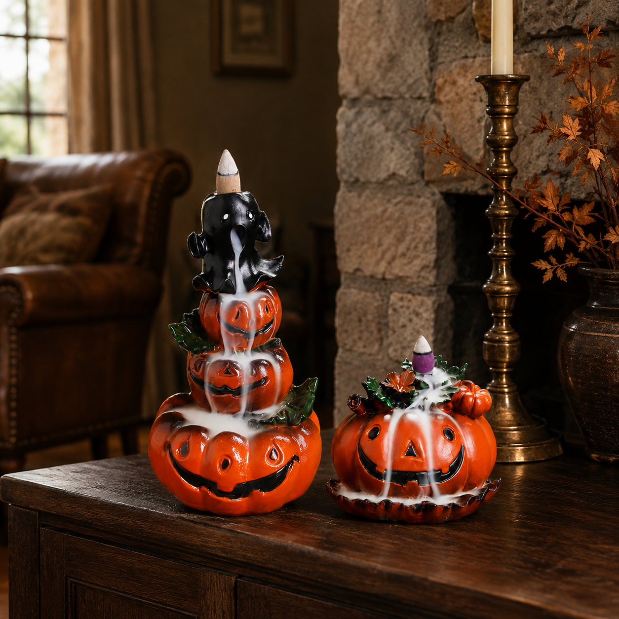 Halloween Pumpkin Ghost Backflow Incense Burner