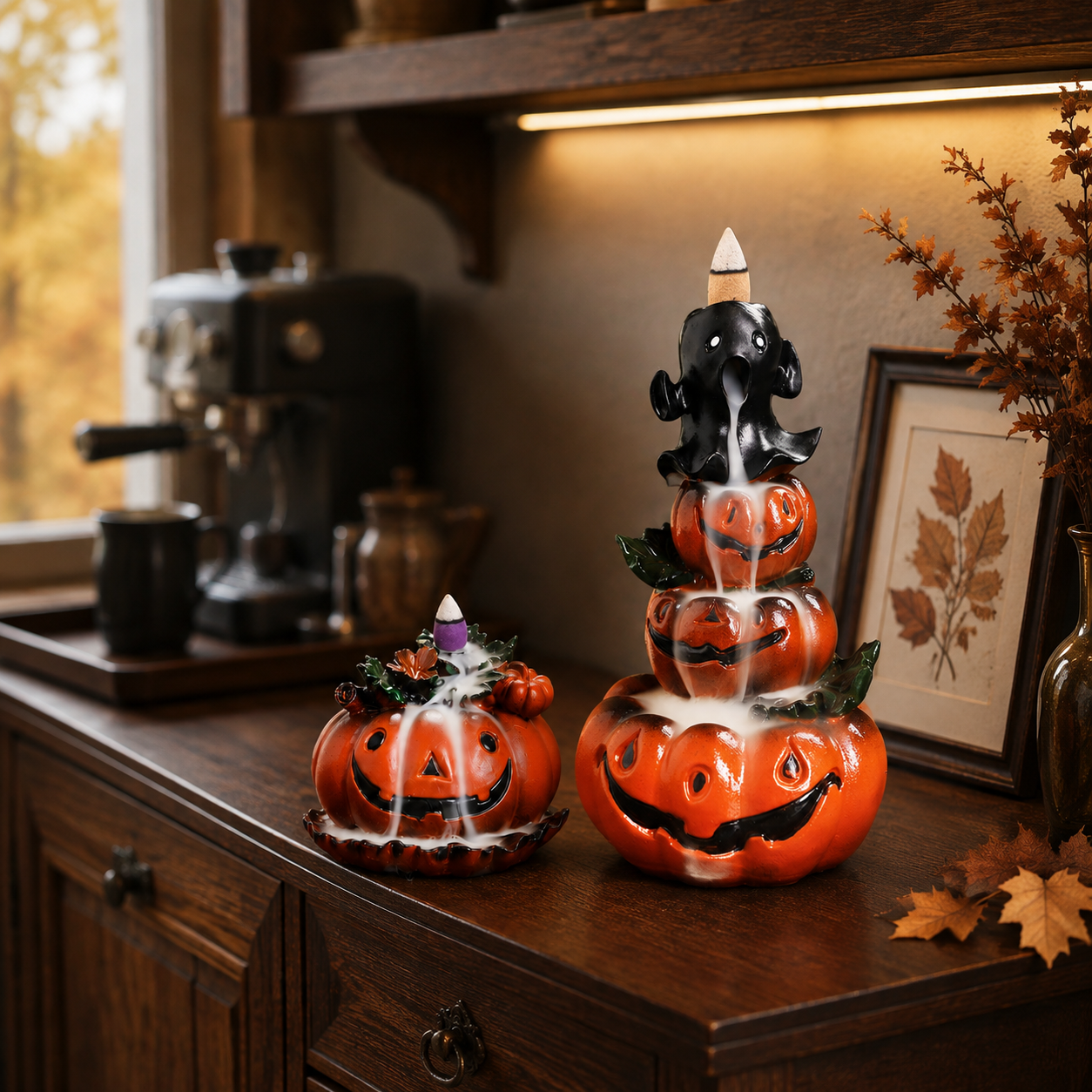 Halloween Pumpkin Ghost Backflow Incense Burner