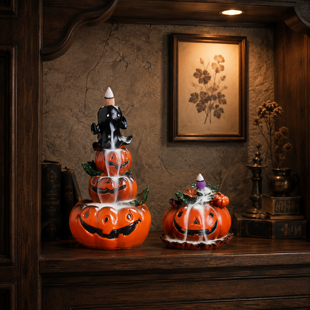 Halloween Pumpkin Ghost Backflow Incense Burner