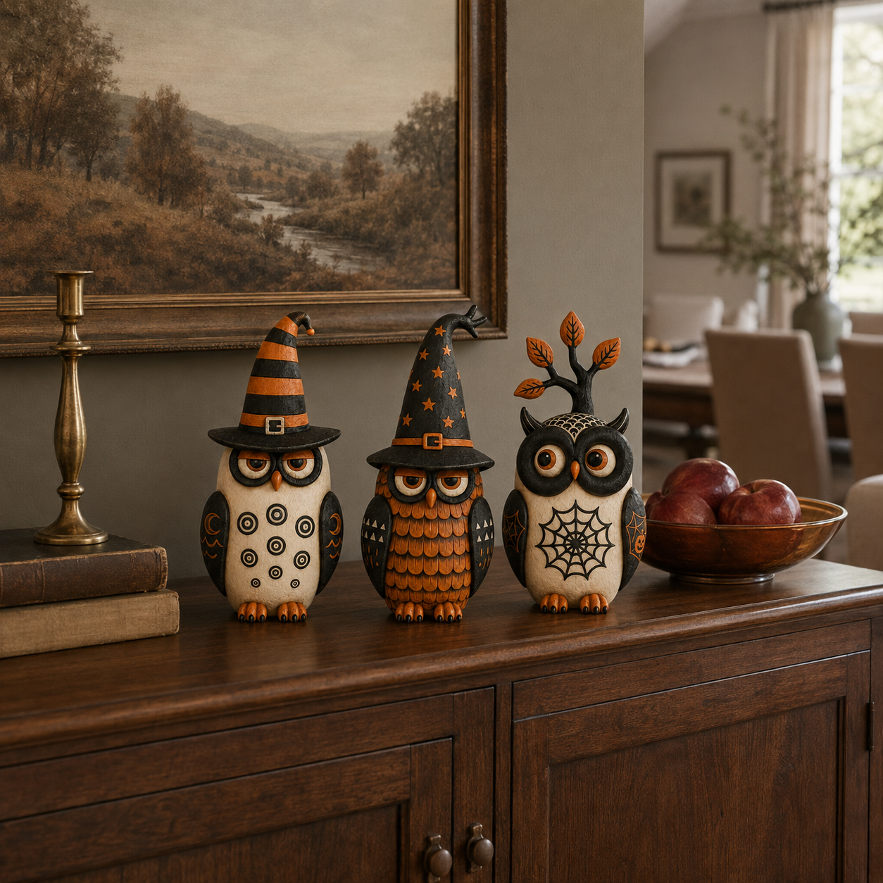 Midnight Owl Coven Halloween Figurines