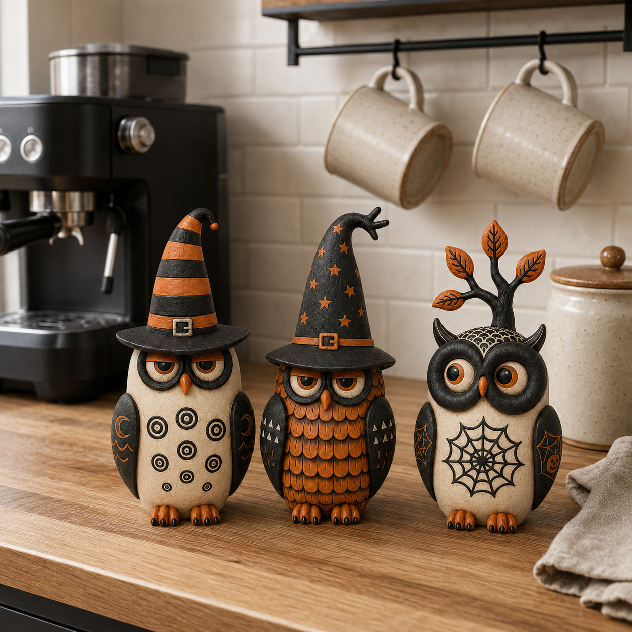 Midnight Owl Coven Halloween Figurines